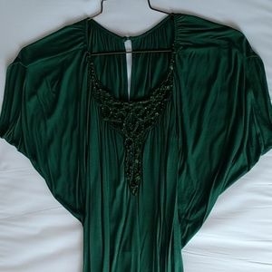 BcbgMaxazria Jade Green Dress with Beaded neckline